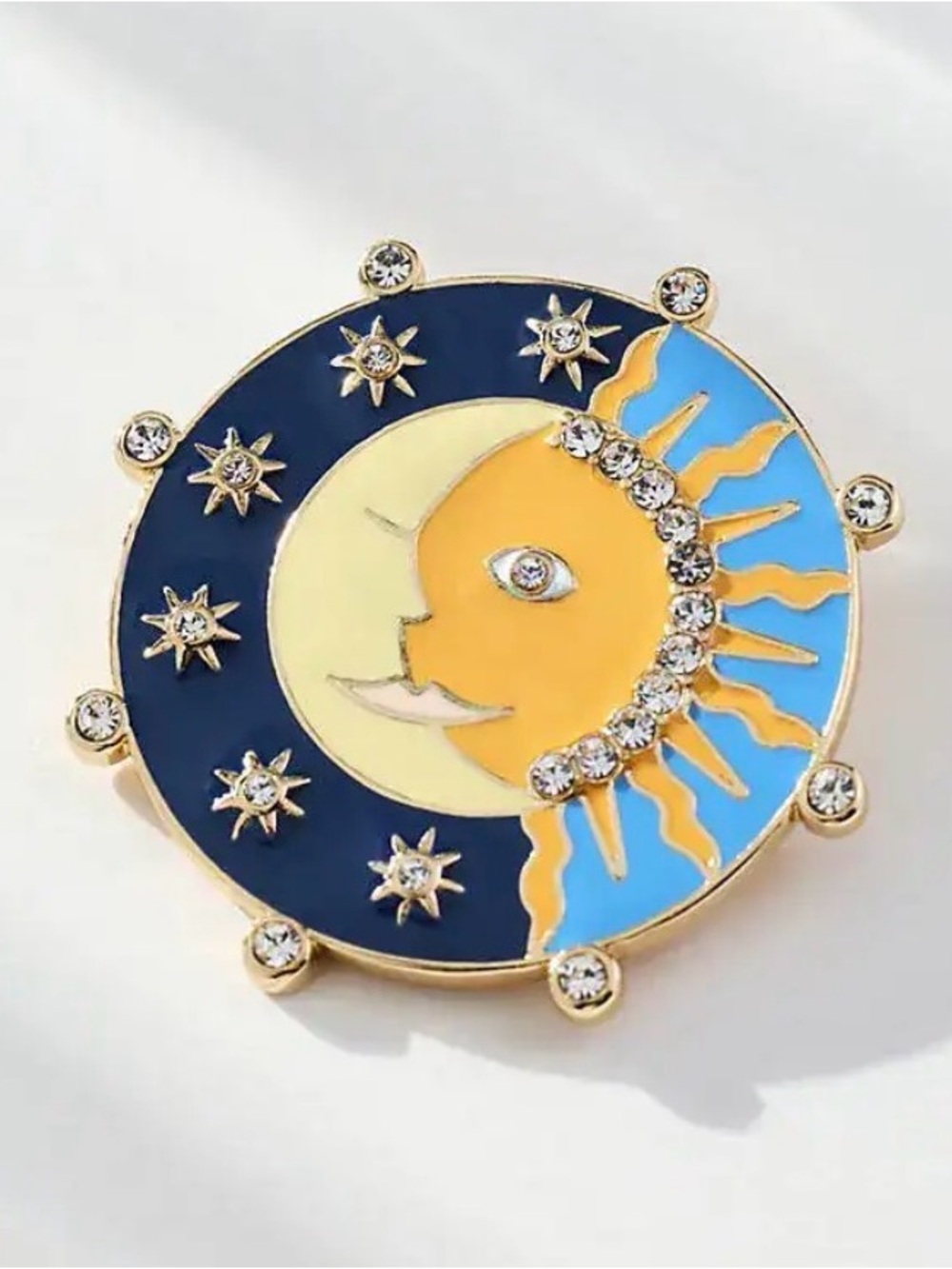 Anthropologie Enamel Icon Brooch in Sun, NWT
